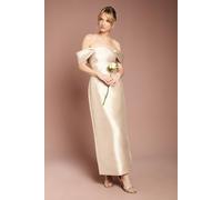 Coast Women's Honoured Twill Bardot Column Midi Bridesmaid Dress in Champagne | Size: 10 Coast Champagne 10