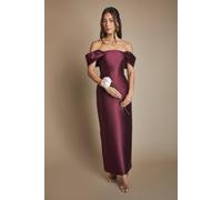 Coast Honoured Twill Bardot Column Midi Bridesmaid Dress In Malbec malbec