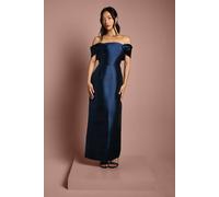 Coast Honoured Twill Bardot Column Midi Bridesmaid Dress In Navy navy 14