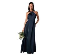 Coast Honoured Twist Halterneck Satin Maxi Bridesmaid Dress, 12, Navy
