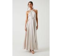 Coast Honoured Twist Halterneck Satin Maxi Bridesmaid Dress In Champagne champagne 14