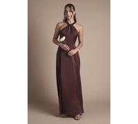 Coast Honoured Twist Halterneck Satin Maxi Bridesmaid Dress In Dusty Rose dusty rose 8