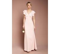 Coast Women's Honoured V Neck Angel Short Sleeve Satin Maxi Bridesmaid Dress in Blush | Size: 10 Coast Blush 10