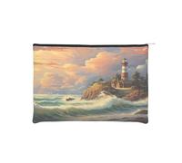 Coast House Reusable Paper Cosmetic Bag Waterproof & Lightweight for Travel, School & Daily Use Full-Print Design Women, Students, Eco-Conscious