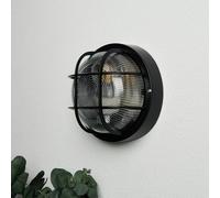 Coast IP44 Black Outdoor Round Caged Bulkhead