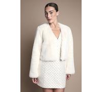 Coast Women's Ivory Occasion Short Edge To Edge Faux Fur Coat | Size: 8
