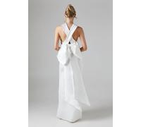 Coast Ivory Twill Cross Over Front Bow Back Bridal Maxi Dress ivory 12