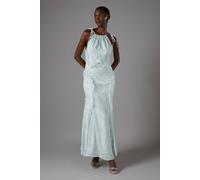 Coast Jacquard Halter Neck Sleeveless Frill Maxi Holiday Dress In Mint mint 10
