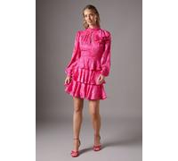 Coast Jacquard Tiered Mini Dress In Hot Pink hot pink 8