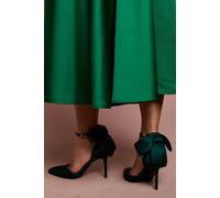 Coast Kittie Satin Back Bow Pointed High Stiletto Heel Court Shoes In Emerald emerald