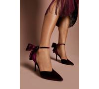 Coast Kittie Velvet Back Bow Pointed High Stiletto Heel Court Shoes In Dark Red dark red 3