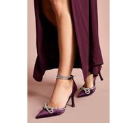 Coast Krissy Satin Diamante Bow High Stiletto Heel Court Shoes In Fig fig 5