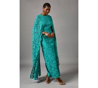 Coast Lace Cape Gown In Emerald emerald 12