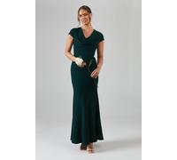 Coast Lace Detail Cowl Front Crepe Bridesmaid Maxi Dress In Emerald emerald 10