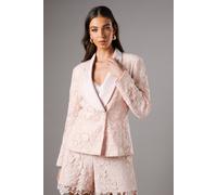 Coast Lace Double Breasted Blazer With Satin Lapel In Blush blush 10