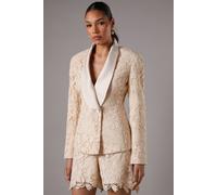 Coast Women's Lace Double Breasted Blazer With Satin Lapel in Champagne | Size: 8 Coast Champagne 8