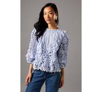 Coast Lace Frill Sleeve Top In Powder Blue powder blue 10
