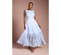 Coast Women's Lace Hem Structured Satin Maxi Dress in Pale Blue | Size: 8 Coast Pale Blue 8