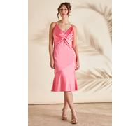 Coast Lace Insert Satin Fitted Dress In Peach peach 10