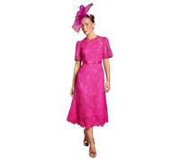 Coast Lace Midi Dress with Bow Belt, 10, Berry