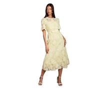 Coast Lace Midi Dress with Bow Belt, 12, Lemon