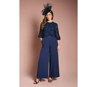 Coast Lace Overlay Wide Leg Jumpsuit In Navy navy 12