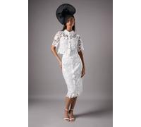 Coast Lace Pearl Button Pencil Skirt In Ivory ivory 8