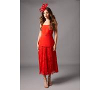 Coast Lace Pleat Skirt Dress In Poppy poppy 10