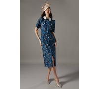 Coast Women's Lace Shirt Dress Contrast Colour in Slate Blue | Size: 14 Coast Slate Blue 14