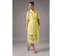 Coast Women's Lace Shirt Dress With Short Sleeves in Yellow | Size: 10 Coast Yellow 10