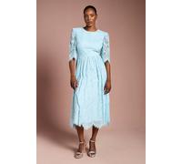 Coast Women's Lace Short Sleeve Midi Dress in Aqua | Size: 10 Coast Aqua 10