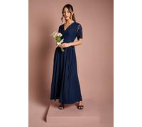 Coast Lace Sleeve V Neck Bridesmaid Dress In Navy navy 18