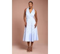 Coast Lace Sleeveless Satin Contrast Midi Shirt Dress In Cornflower Blue cornflower blue