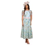 Coast Lace Trim Detail Embroidered Mesh Midi Dress, 10, Yellow