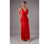 Coast Lace Trim Maxi Dress In Red red 8
