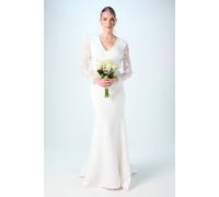 Coast Lace V Neck Wedding Dress With Open Back In Ivory ivory 12