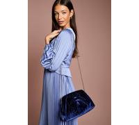 Coast Women's Large Bow Velvet Ruched Large Clutch Bag in Navy Coast Navy One Size