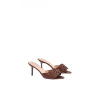 Coast Lia Satin Bow Detail High Stiletto Heel Mules, 4, Chocolate