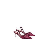 Coast Lina Velvet Slingback Bow Detail Medium Stiletto Heel Court Shoes, 4, Berry