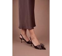 Coast Lina Velvet Slingback Bow Detail Medium Stiletto Heel Court Shoes In Chocolate chocolate