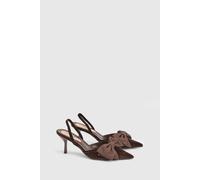 Coast Lina Velvet Slingback Bow Detail Medium Stiletto Heel Court Shoes In Chocolate chocolate
