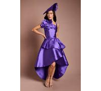 Coast Women's Lisa Tan 3D Corsage One Shoulder Twill Midi Dress in Purple | Size: 12 Coast Purple 12