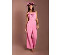 Coast Lisa Tan 3D Floral Wide Leg Jumpsuit, 10, Pink