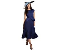 Coast Women's Lisa Tan Bandage Bodice Pleat Skirt Bow Detail Midi Dress in Navy | Size: 12 Coast Navy 12