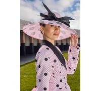 Coast Lisa Tan Bow Wide Brim Hat With Printed Spot In Pink pink