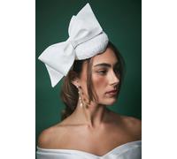 Coast Lisa Tan Bridal Lace Pillbox Fascinator With Bow In Ivory ivory One Size