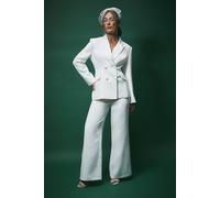 Coast Lisa Tan Bridal Wide Leg Tailored Trousers In Ivory ivory 14