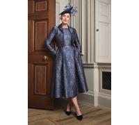Coast Women's Lisa Tan Cap Sleeve Jacquard Full Skirted Midi Dress in Slate | Size: 8