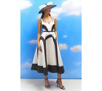 Coast Lisa Tan Colour Block Full Skirt Midi Dress In Mono mono 12