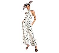 Coast Lisa Tan Corsage Printed Halter Neck Jumpsuit, 14, Cream